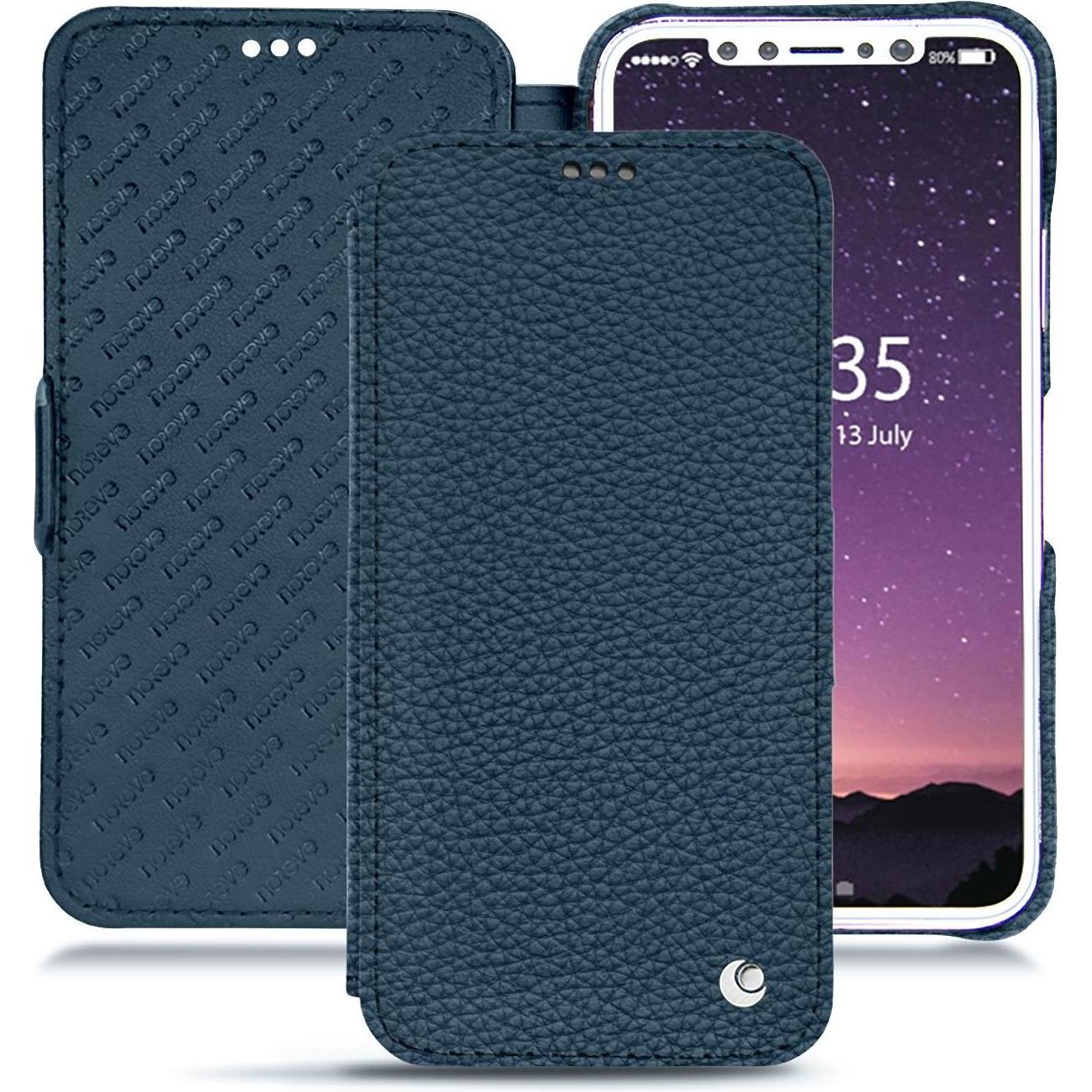 Noreve Lederschutzhülle Wallet (Apple iPhone 7 Plus), Smartphone Hülle, Blau, Rot