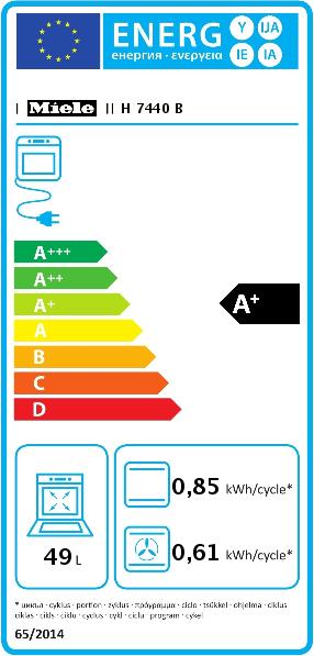 Energie-Label Miele Kompakt-Backofen im perfekt kombinierbaren Design mit LED-Beleuchtung und PerfectClean. H 7440