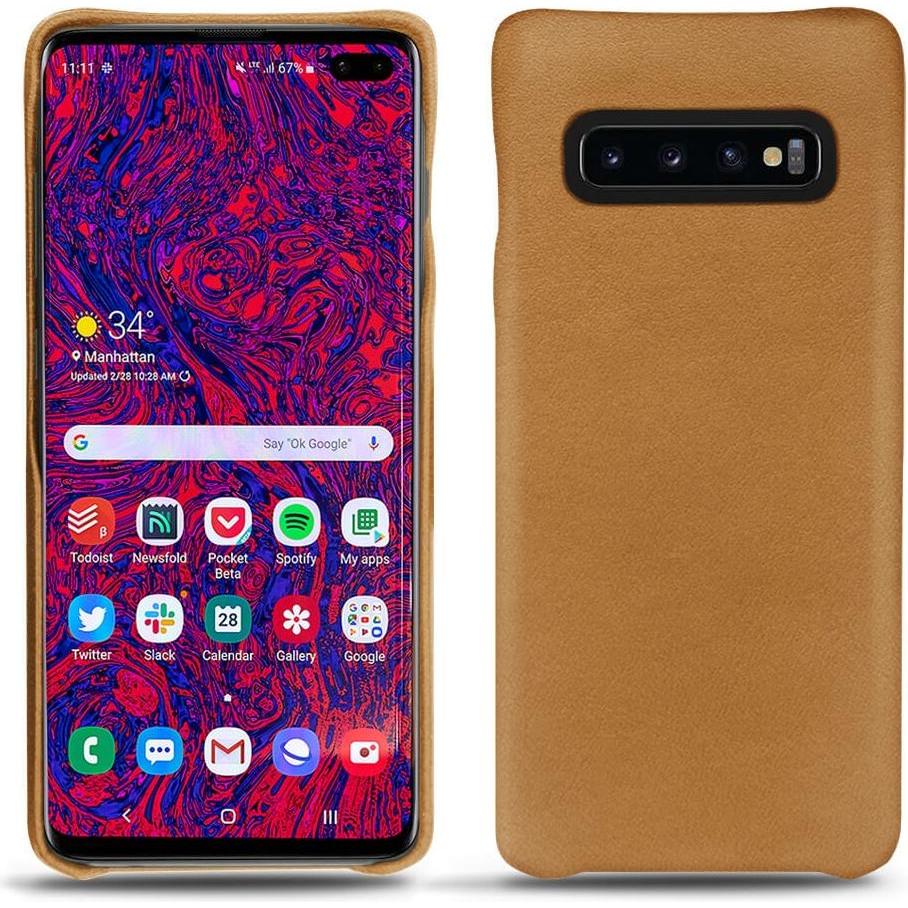 Noreve Lederschutzhülle (Samsung Galaxy S10+), Smartphone Hülle, Braun