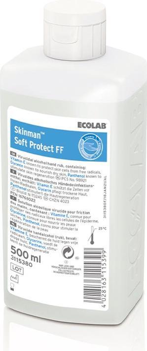 Ecolab SOFT PROTECT FF virucidal alcohol-based hand disinfection without colourants and fragrances liq (500 ml)