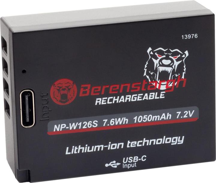 Produktbild Berenstargh Akku mit USB-C Input für Fuji NP-W126S FUJIFILM X-H1 X-Pro3 X-T100 X-T200 (Kamera Akku)