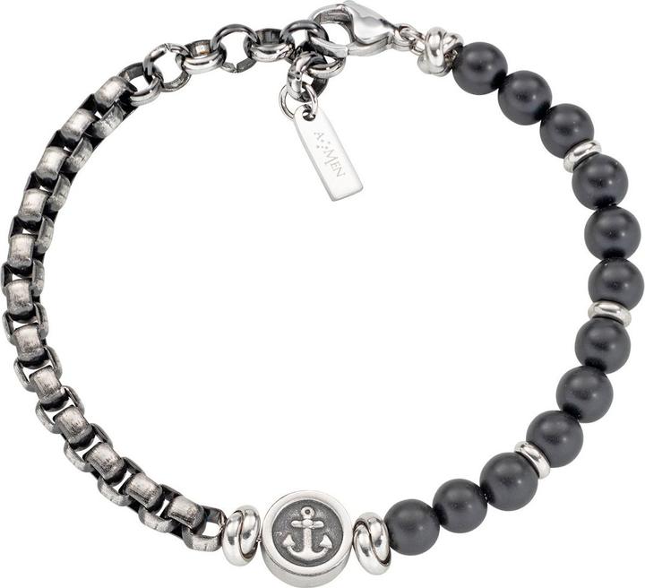 Produktbild Amen Anchor Steel & Onyx Armband (21 cm, Edelstahl)