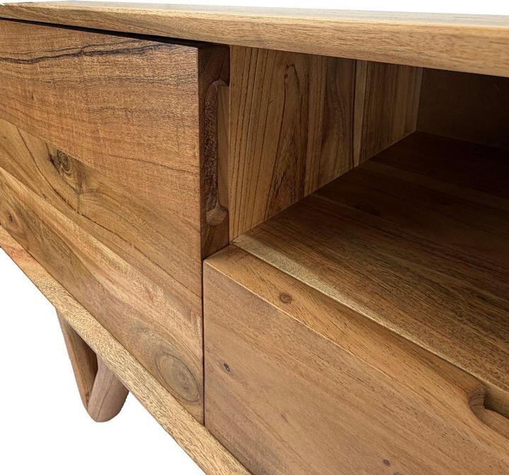 Produktbild FineBuy Lowboard Massivholz TV Board 160cm Fernsehunterschrank Fernsehkommode Schubladen