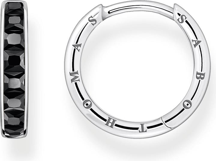 Thomas Sabo Créoles pavé de pierres noires argent (Argent 925)