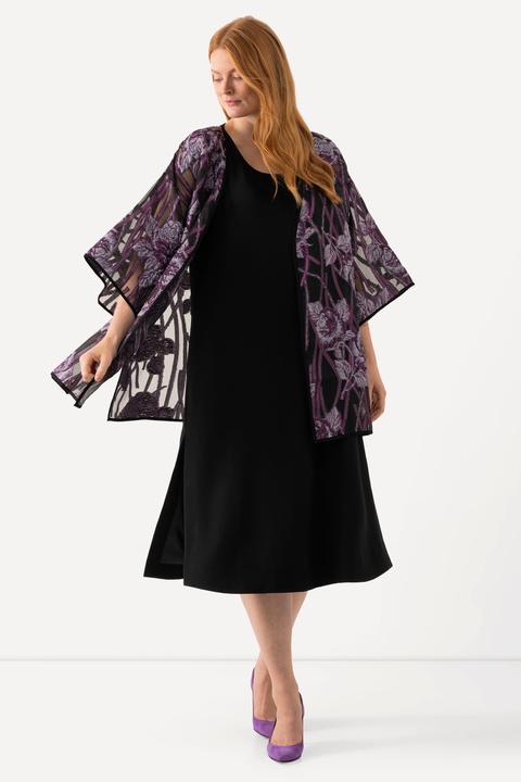 Produktbild Ulla Popken Acetat-Midikleid, A-Linie, Rundhals, ärmellos, Taschen (50, 52)