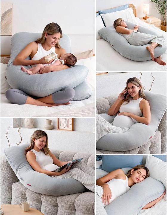 Image du produit Momcozy Oreiller de grossesse en tissu rafraîchissant en forme de U (148 cm)