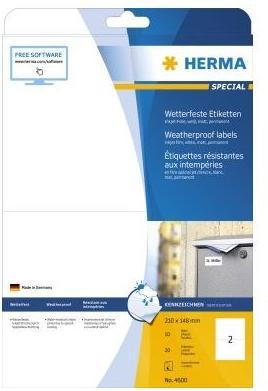 Productafbeelding HERMA Weerbestendige inkjet verzendetiketten A4