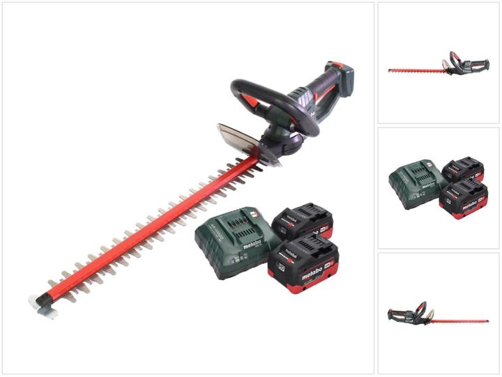 Immagine prodotto Metabo HS 18 LTX 65 Tagliasiepi a batteria 18 V 63 cm + 2x batteria 5,5 Ah + caricabatterie (Tagliasiepi a batteria)
