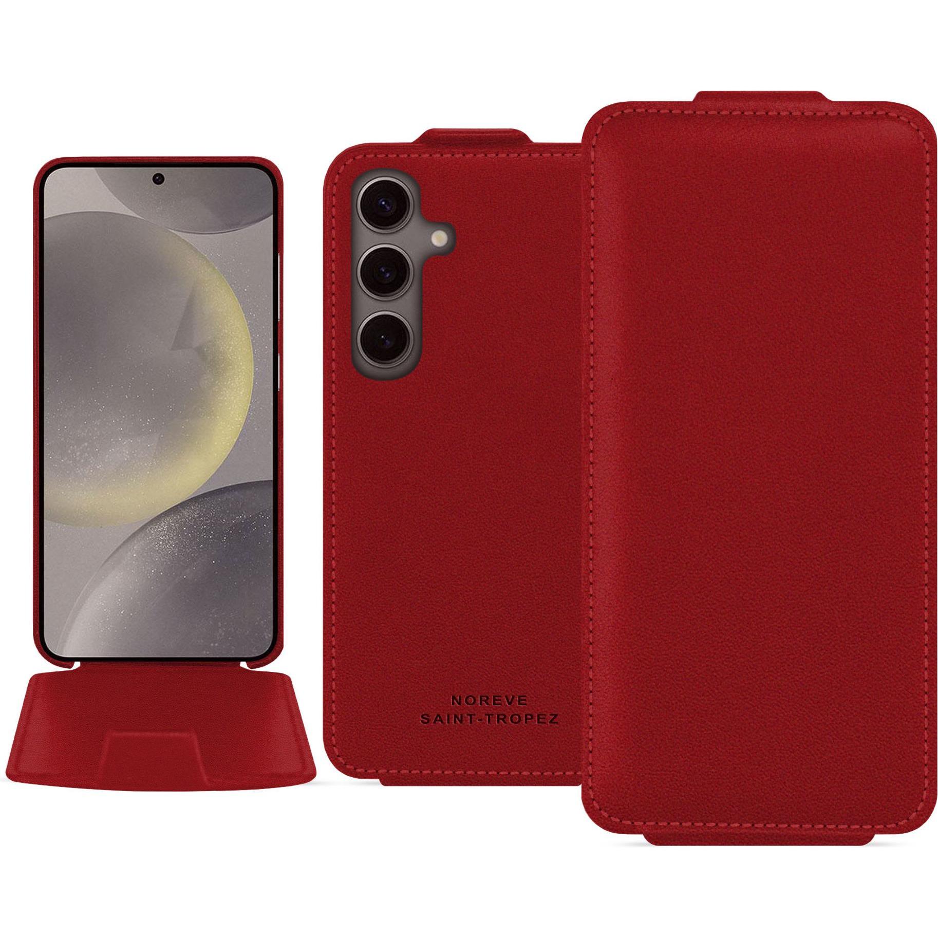 Noreve Lederschutzhülle vertikal (Samsung Galaxy S24), Smartphone Hülle, Rot