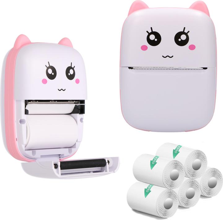 Image du produit Extralink Kit | Imprimante thermique EPP-001 rose + papier thermique autocollant 5 rouleaux |