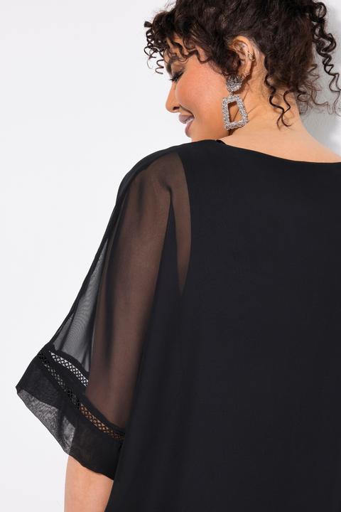 Immagine prodotto Ulla Popken Mantella in chiffon dal taglio oversize con pizzo, scollo a girocollo e maniche a 3/4 (54)