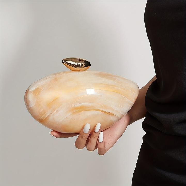 Actual product image Only-Bags.Store Elegant marble bag with magnetic fastening and detachable chain - vintage-inspired evening bag