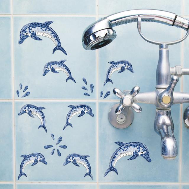 Image du produit Crearreda Stickers créatifs en mosaïque de dauphins (15 x 31 cm)