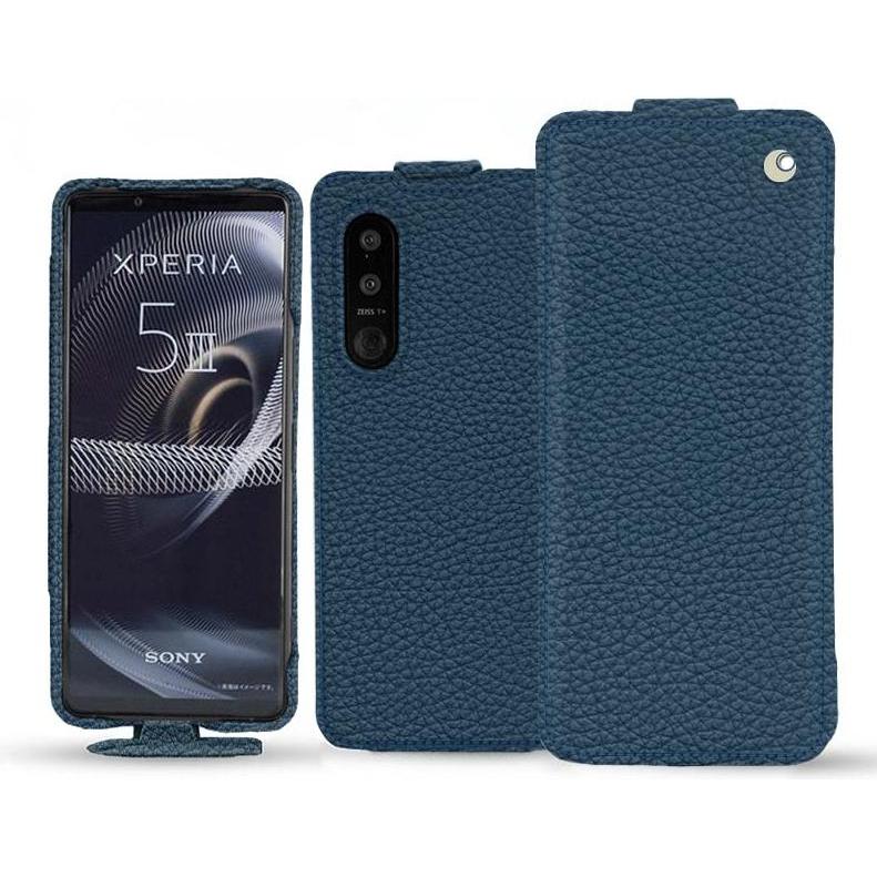 Noreve Lederschutzhülle vertikal (Sony Xperia 5 III), Smartphone Hülle, Blau