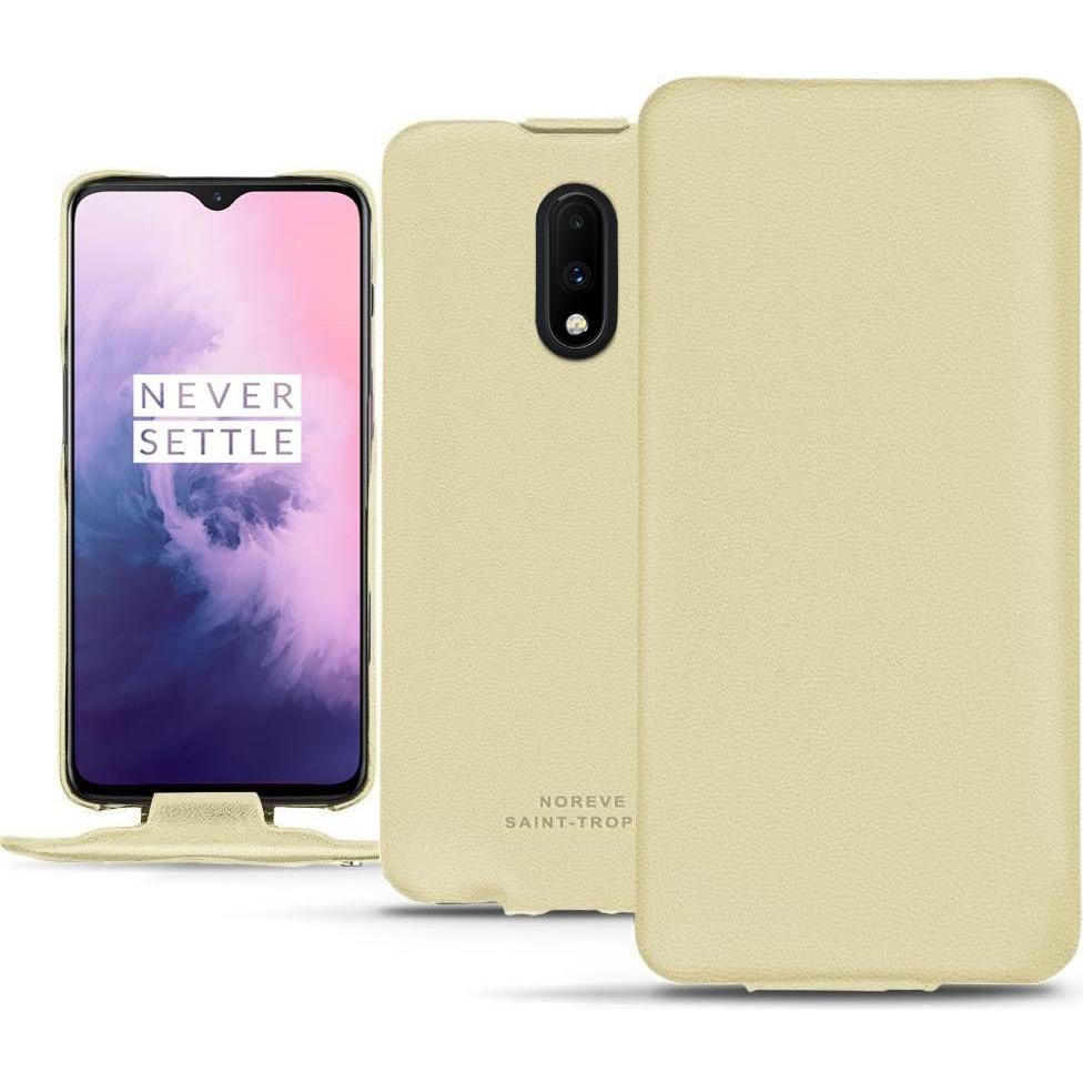 Noreve Lederschutzhülle vertikal (OnePlus 7), Smartphone Hülle, Beige