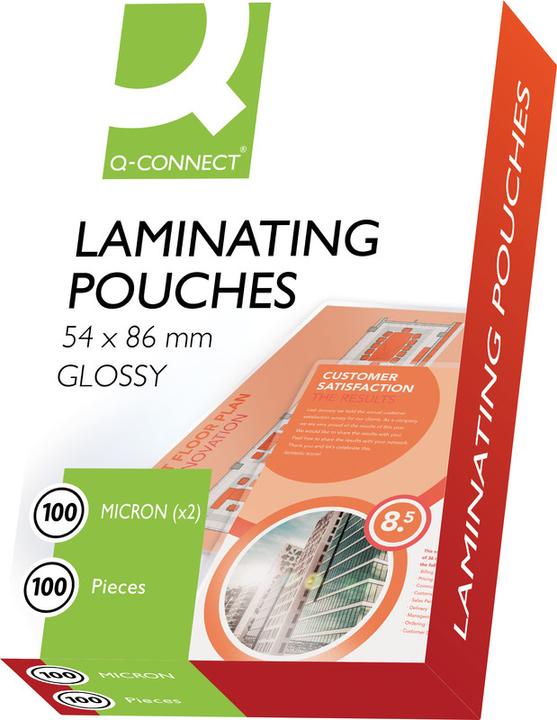 Produktbild Q-Connect Laminierfolien glänzend (Kreditkarte, 100 Stück, 100 µm)