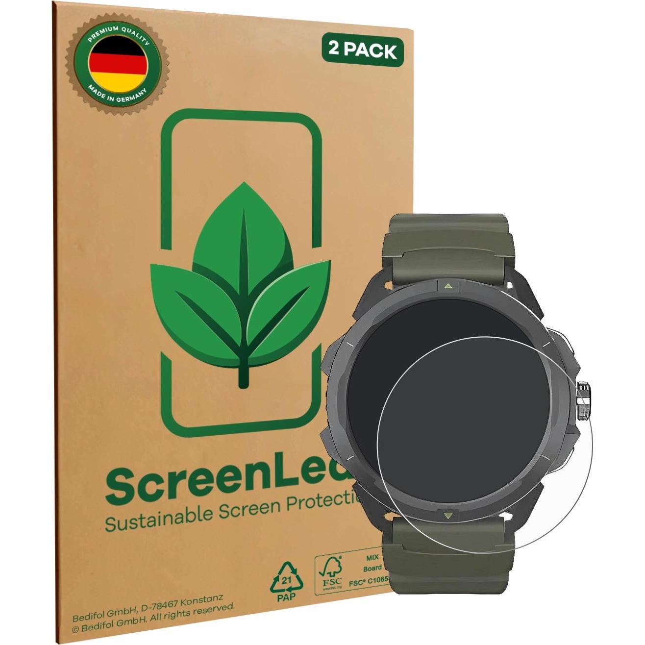 ScreenLeaf Schutzfolie nachhaltiger Displayschutz Display Schutz Folie Klar Transparent, Smartwatch Schutzfolie, Transpa...