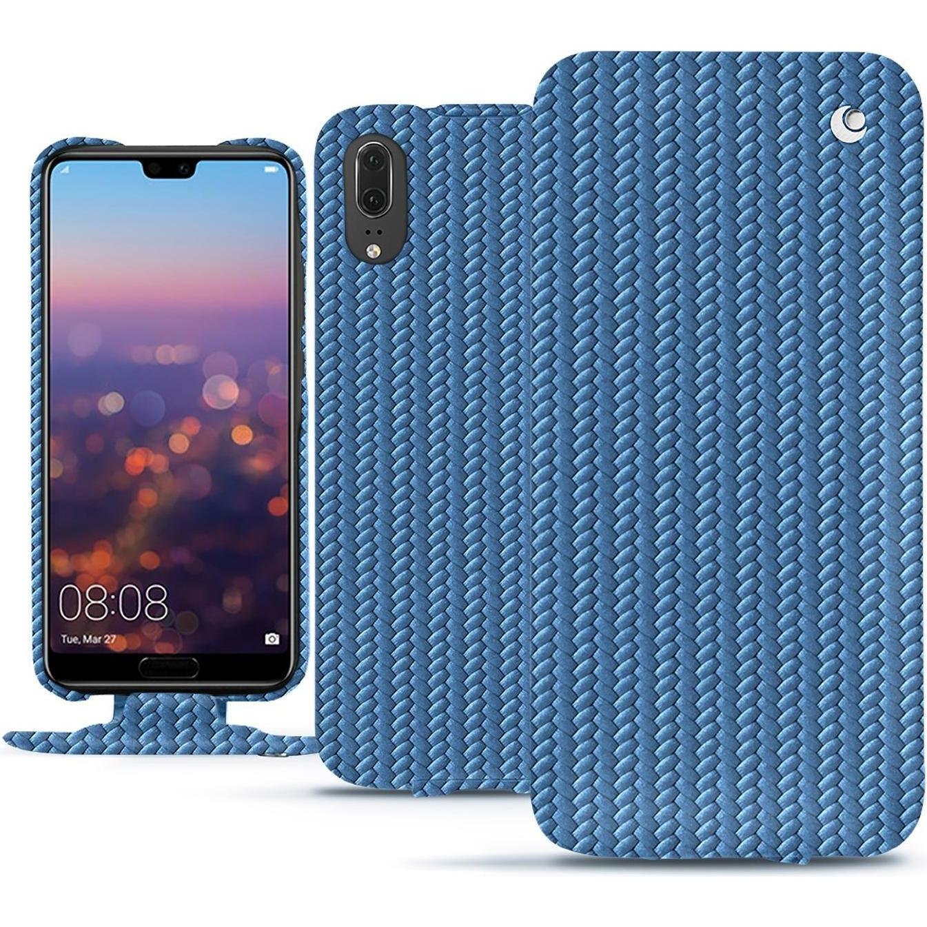 Noreve Lederschutzhülle vertikal (Huawei P20), Smartphone Hülle, Blau
