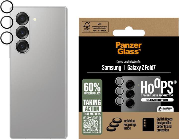 Produktbild PanzerGlass ® Hoops® Transparent Camera Lens Protector Samsung Galaxy Z Fold7 (1 Stück, Samsung Galaxy Z Fold7)