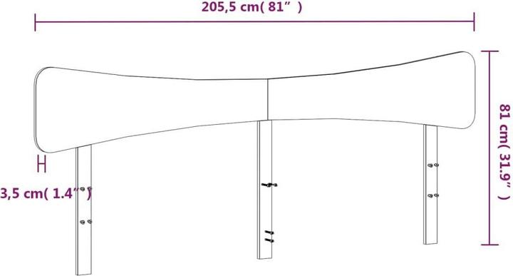 Image du produit vidaXL Kopfteil (205.50 x 3.50 x 81 cm)