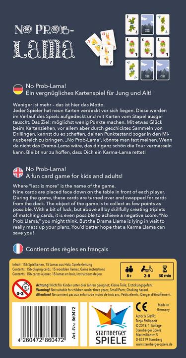 Nutritional values and ingredients Starnberger Spiele No Prob-Lama - The pleasurable card game (German)