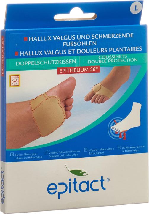 Produktbild Epitact Doppelschutzkissen Hallux Valgus und schmerzende Fusssohlen Gr. L (L)