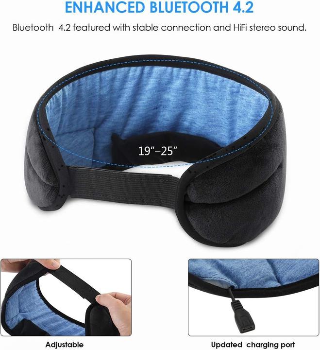 Image du produit Cbx Masque de sommeil Bluetooth avec écouteurs (Pas de réduction du bruit, 8 h, Sans fil)