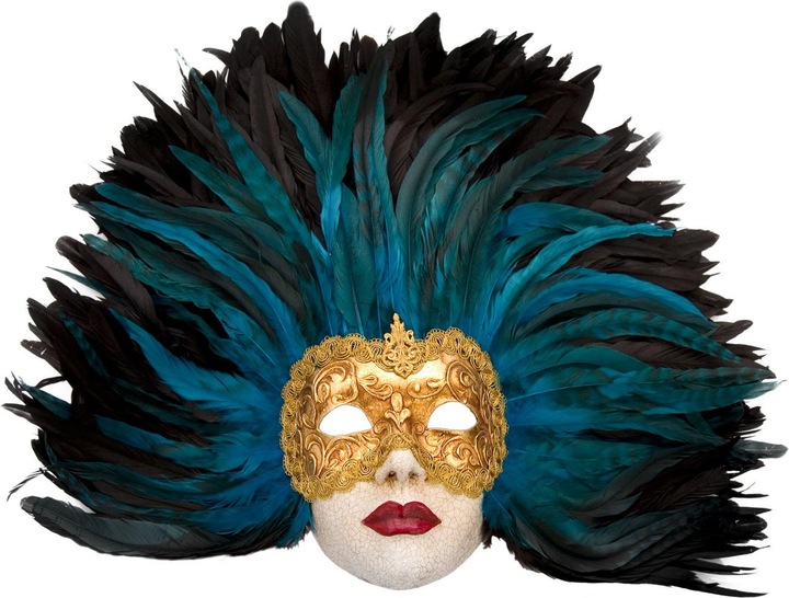 Produktbild Maskworld Piuma blu Grande Volto stucco oro