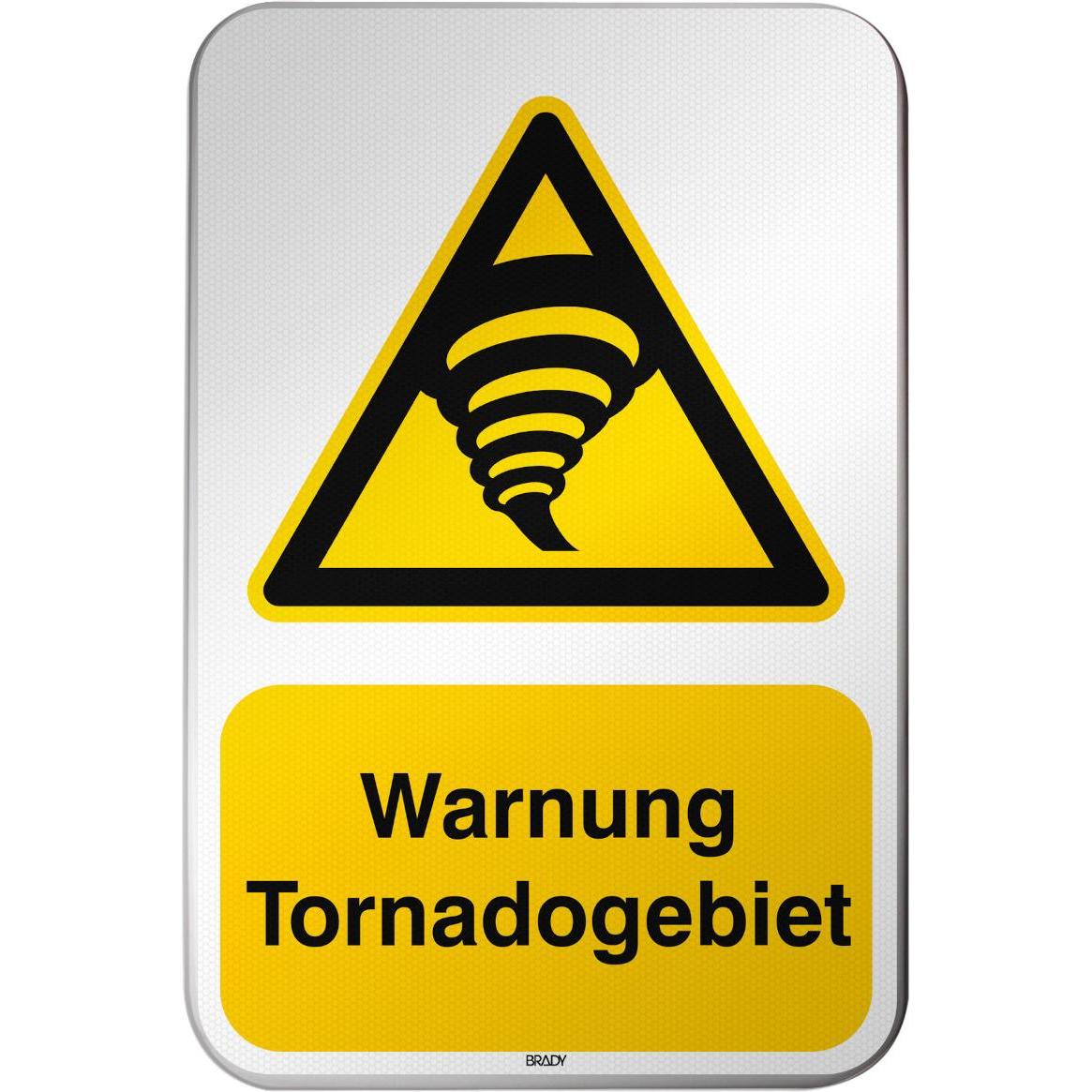 Brady ISO-Sicherheitsschild - Warnung Tornadogebiet (311445)