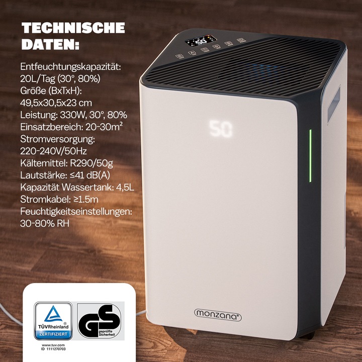 Produktbild Monzana Luftentfeuchter (30 m², 20 l/24h)