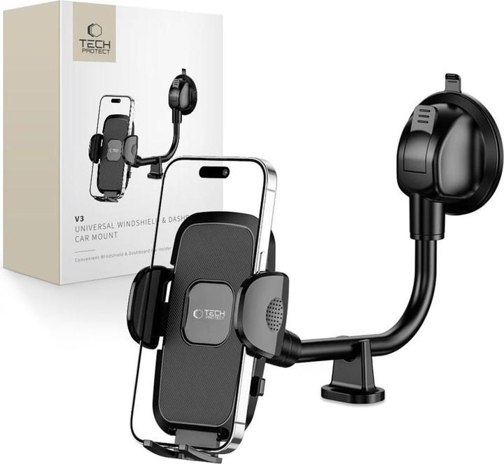 Actual product image Tech Protect Protect PROTECT V3 UNIVERSAL LONG ARM WINDSHIELD and DASHBOARD CAR MOUNT BLAC