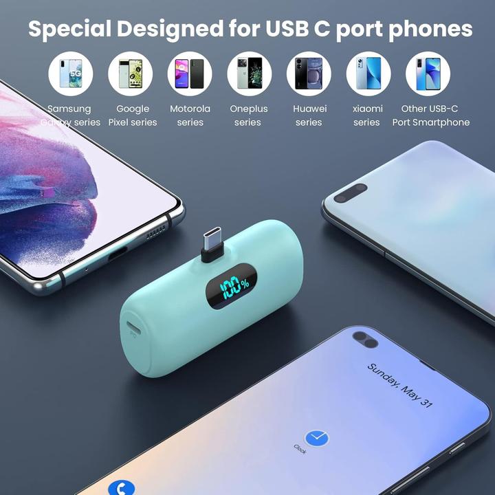 Actual product image Feob Mini Powerbank USB-C, PD 3.0 Schnelles Aufladen (5000 mAh, 15 W, 15 Wh)