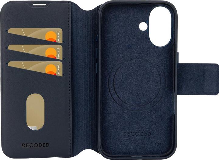 Produktbild Decoded Leather Detachable Wallet MagSafe Case with Wallet for iPhone 16 - Blue (Apple iPhone 16)