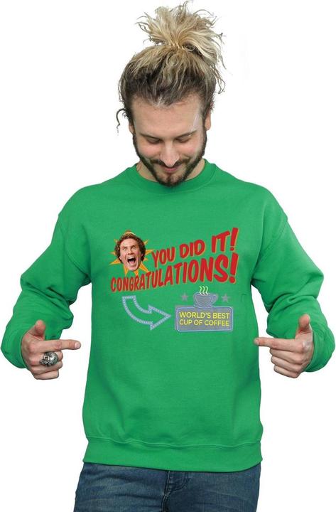 Actual product image Elf Mens World's Best Coffee Sweatshirt (XXL)