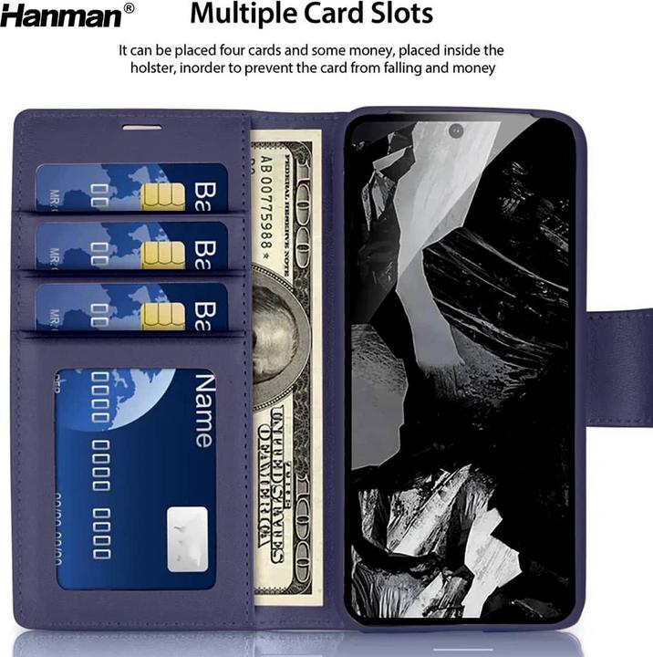 Image du produit Hanman Google Pixel 10 Pro XL - Mill Flip Case mit 3 Kartenfächern, blau (Google Pixel 10 Pro XL)