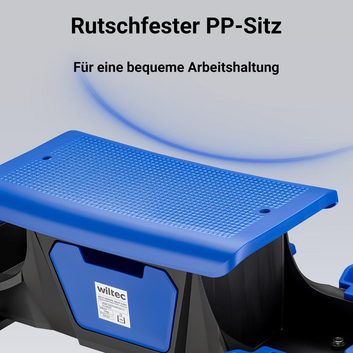 Produktbild Wiltec Rollsitz 150kg Werkstatthocker Rollhocker Werkstattstuhl Arbeitshocker