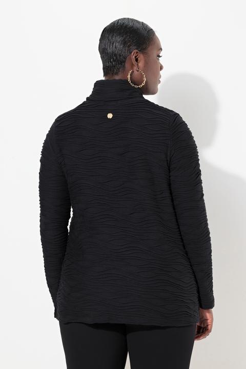 Actual product image Ulla Popken Wave Textured Turtleneck Blouse (54)