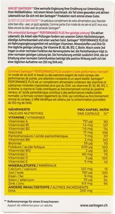Nutritional values and ingredients Santogen Performance Plus (30 pcs., Capsules)