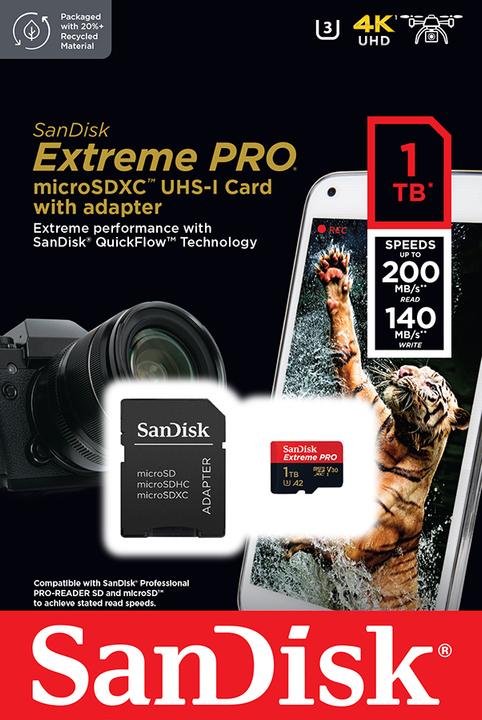 Image du produit Sandisk Extreme PRO UHS-I V30 (1000 Go, microSDXC, U3, UHS-I)