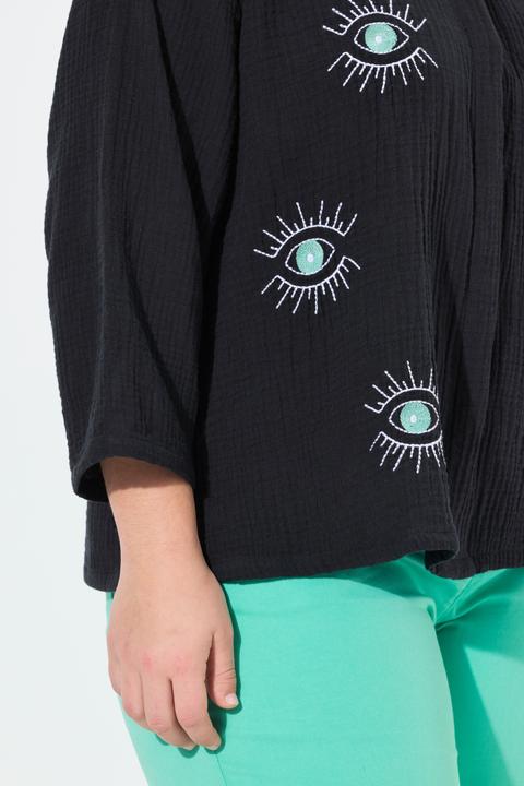 Produktbild Angel of Style Hemdbluse, Boxy Fit, Musselin, Augen-Stickerei (60)