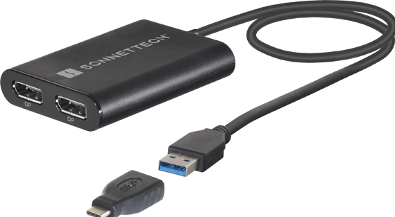 Produktbild Sonnet Dual 4K 60Hz DisplayPort Adapter for M1 Thunderbolt Macs *New (USB-A, 30 cm)