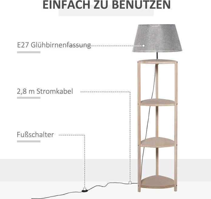 Produktbild Homcom Stehlampe inkl. Regal (E27)