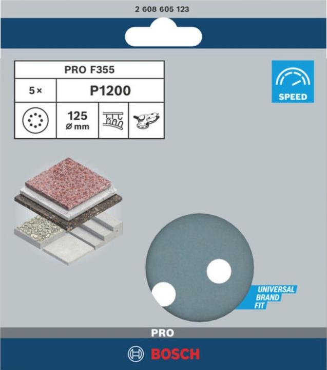 Actual product image Bosch Professional Zubehör PRO F355 sanding sheet, 125 mm, G1200 (1200)