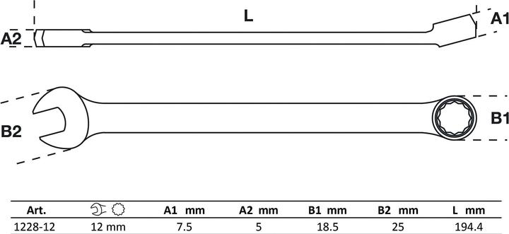 Produktbild BGS Maul-Ringschlüssel extra lang SW 12 mm (12 mm)