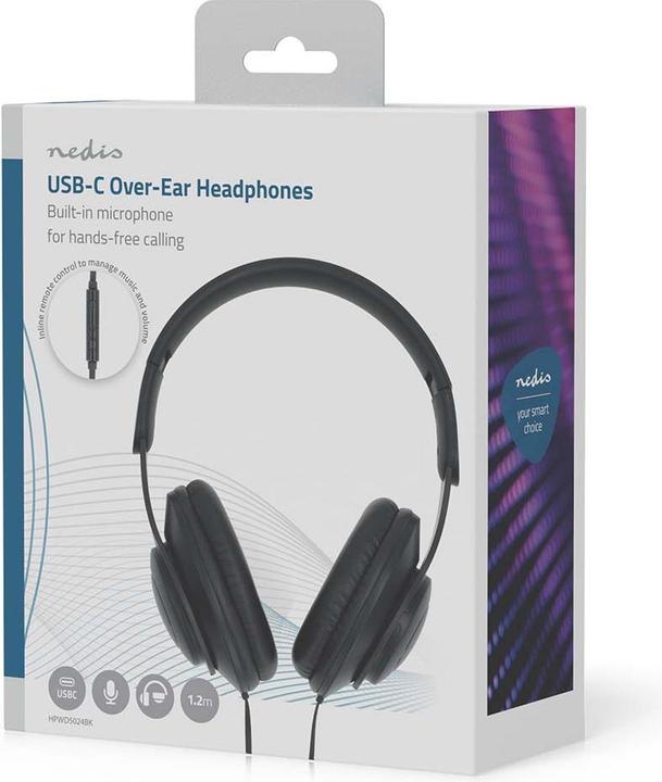 Produktbild Nedis Over-Ear-Kopfhörer Wired | Kabellänge: 1.20 m | Lautstärke-Regler | Schwarz (Kabelgebunden)