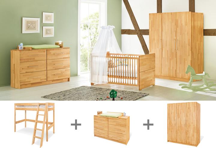 Produktbild Pinolino Jugendzimmer „Natura” extrabreit gross mit Hochbett, 3-tlg. (Kinderkleiderschrank)