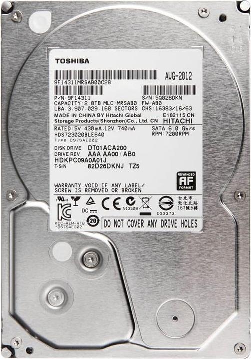 Actual product image Toshiba Dt01aca200 (2 TB, 3.5")