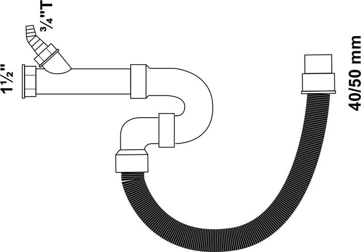 Productafbeelding Kirchhoff Flex gootsteenbuis sifon, 1 1/2" met 3/4" toestelaansluiting (Bevestigingsmateriaal voor hevel, 3/4")