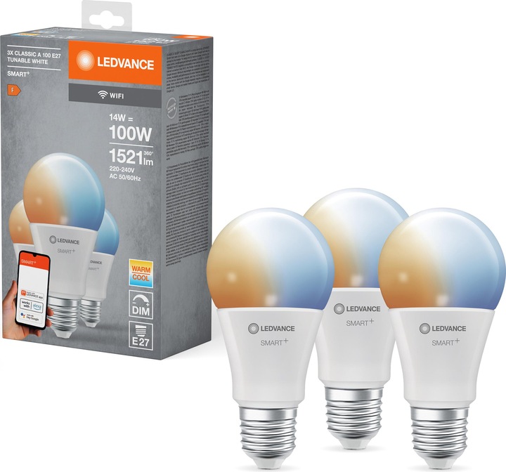 Immagine prodotto Ledvance Smart+ Wifi Classic (E27, 14 W, 1521 lm, 3 x, F)