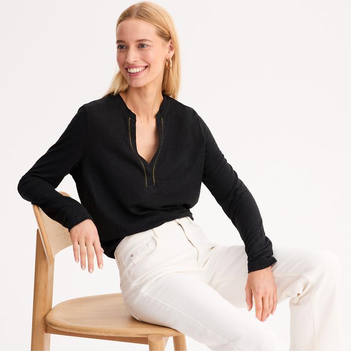Actual product image Anne Weyburn Shirt mit rundem Ausschnitt und Knopfleiste (50)